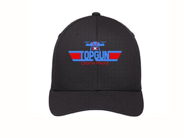 Top Gun Drone Pilots black fitted cap with embroidered logo