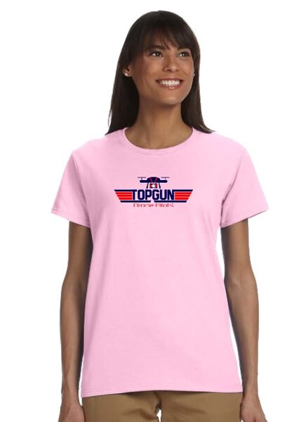 Top Gun Drone Pilots pink women's t-shirt with logo