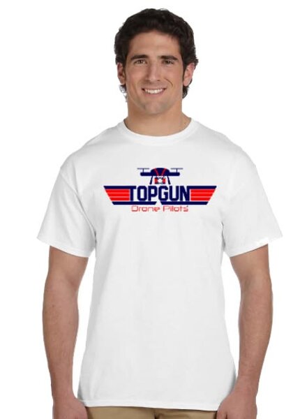Top Gun Drone Pilots white men's t-shirt with logo