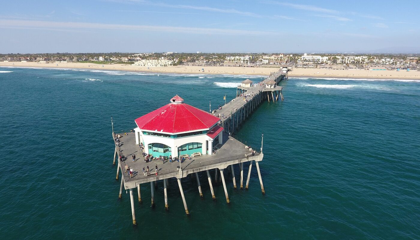Huntington Beach pier aerial daytime