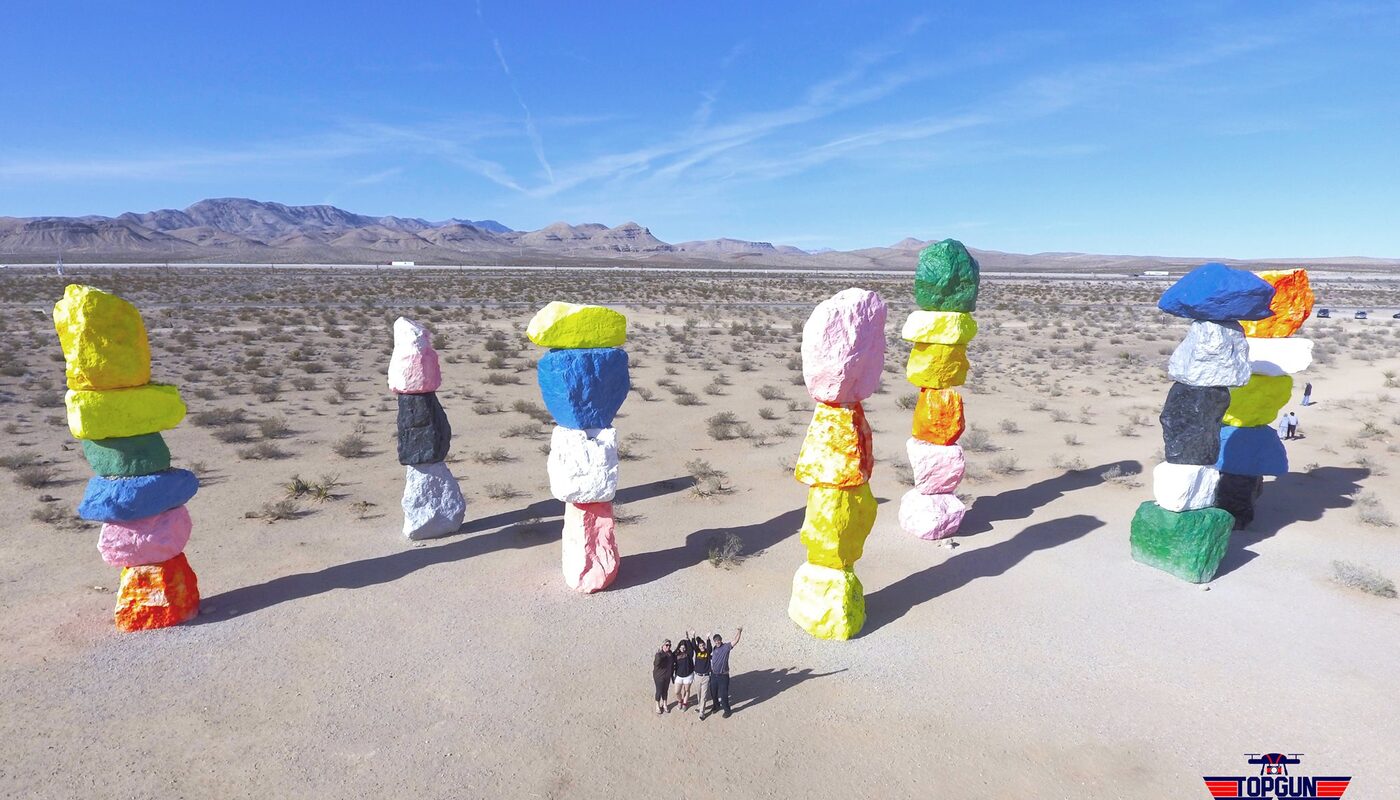 Seven Magic Mountains aerial drone photography