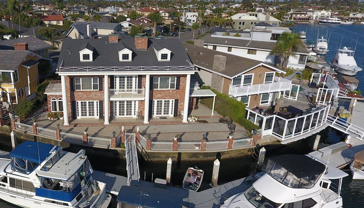 Canal home aerial real estate photography