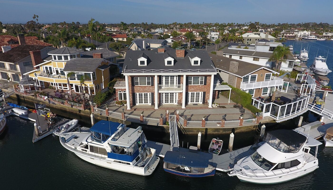 Huntington Beach waterfront home aerial