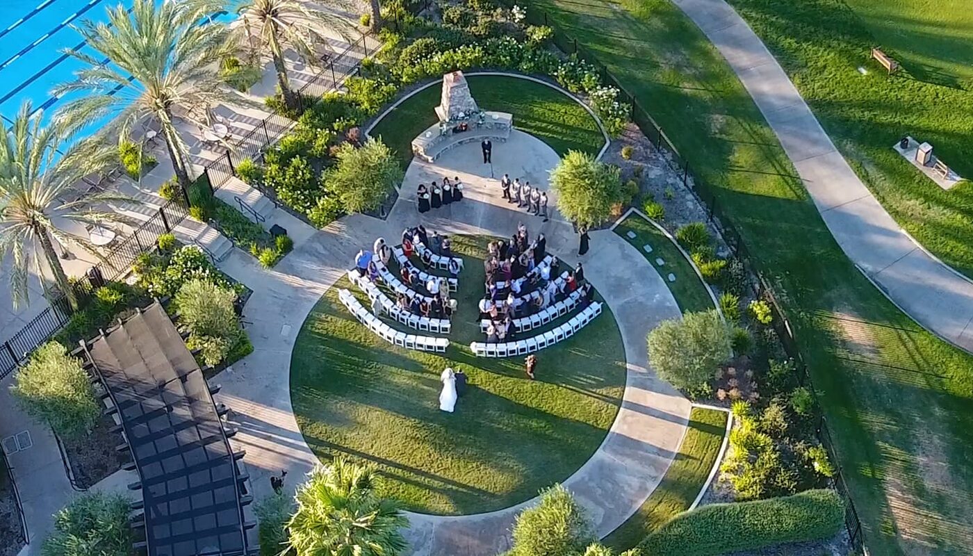 Aerial wedding ceremony Southern California