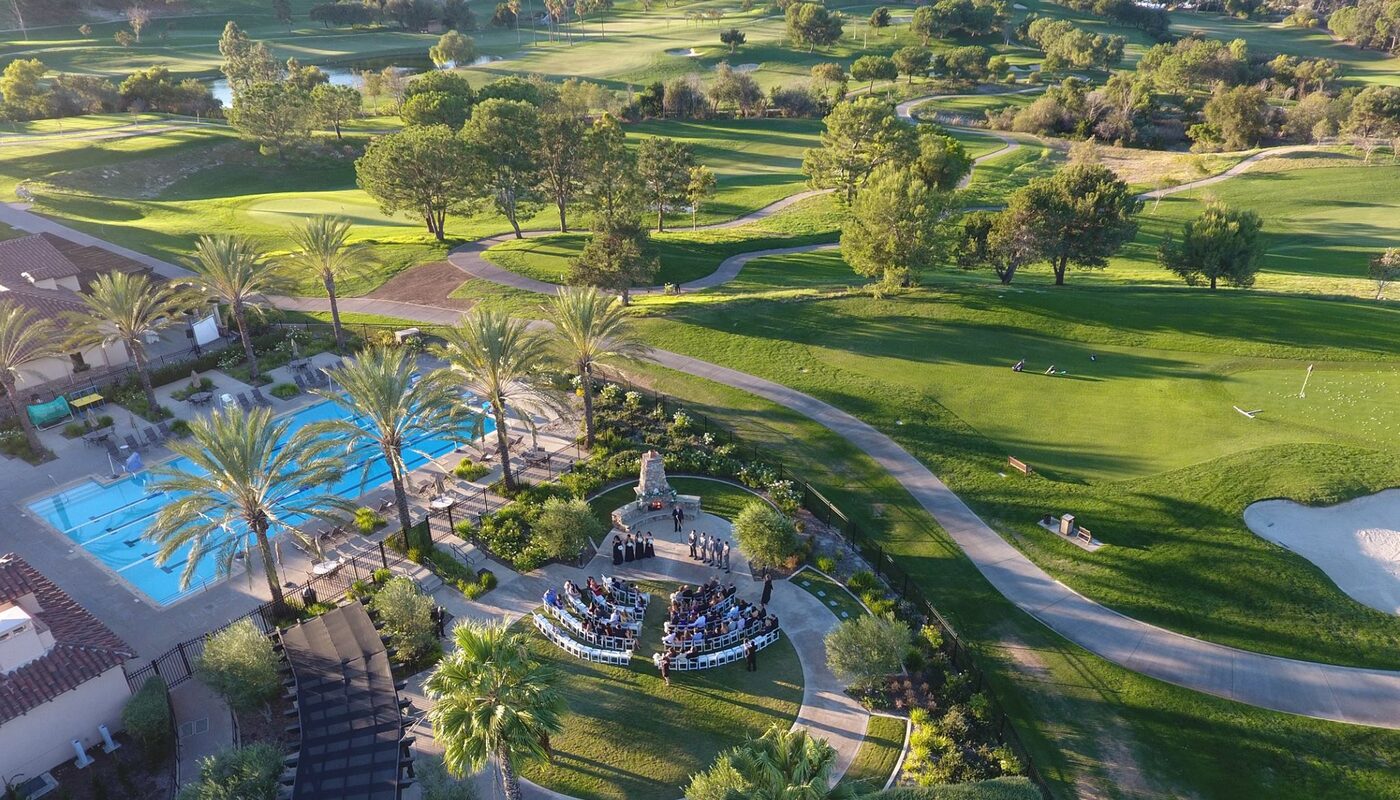 Golf course wedding aerial photography